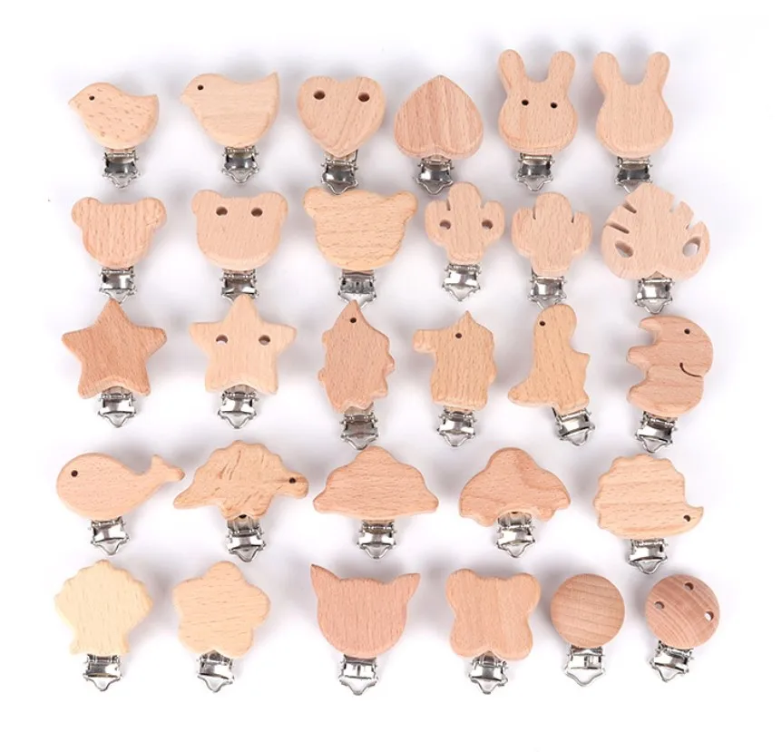 
Engraved Wood Leaf Baby Holder Monstera Wooden Pacifier Clip 