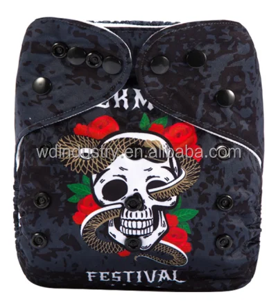 
Eco-skin Friendly Washable cloth diapers baby without insert pad Digital Cartoon Printing reusable diapers 