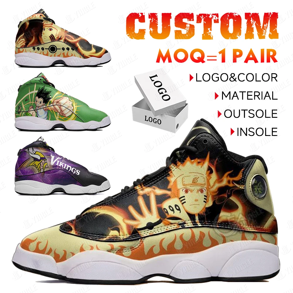 Sneakers,Wholesale Chunky Rep Nick Air Retro 13 High Top Quality Brand Custom Logo Print Anime Basketball Narutos Shoes For Men