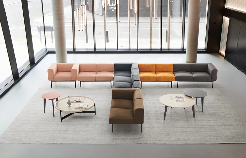 
Dark Grey Office Furniture Reception Office Sofa 2 Seater Fabric Sofa 