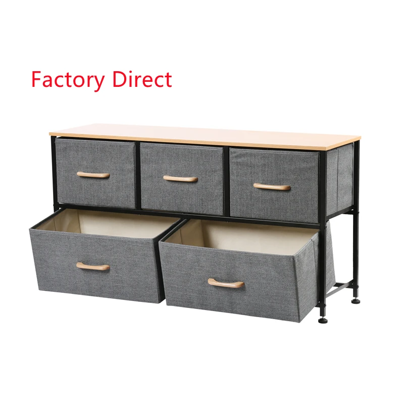 Modern Fabric Household Indoor Organizer Storage Drawers 2 Tier Drawer Dresser Storage Tower