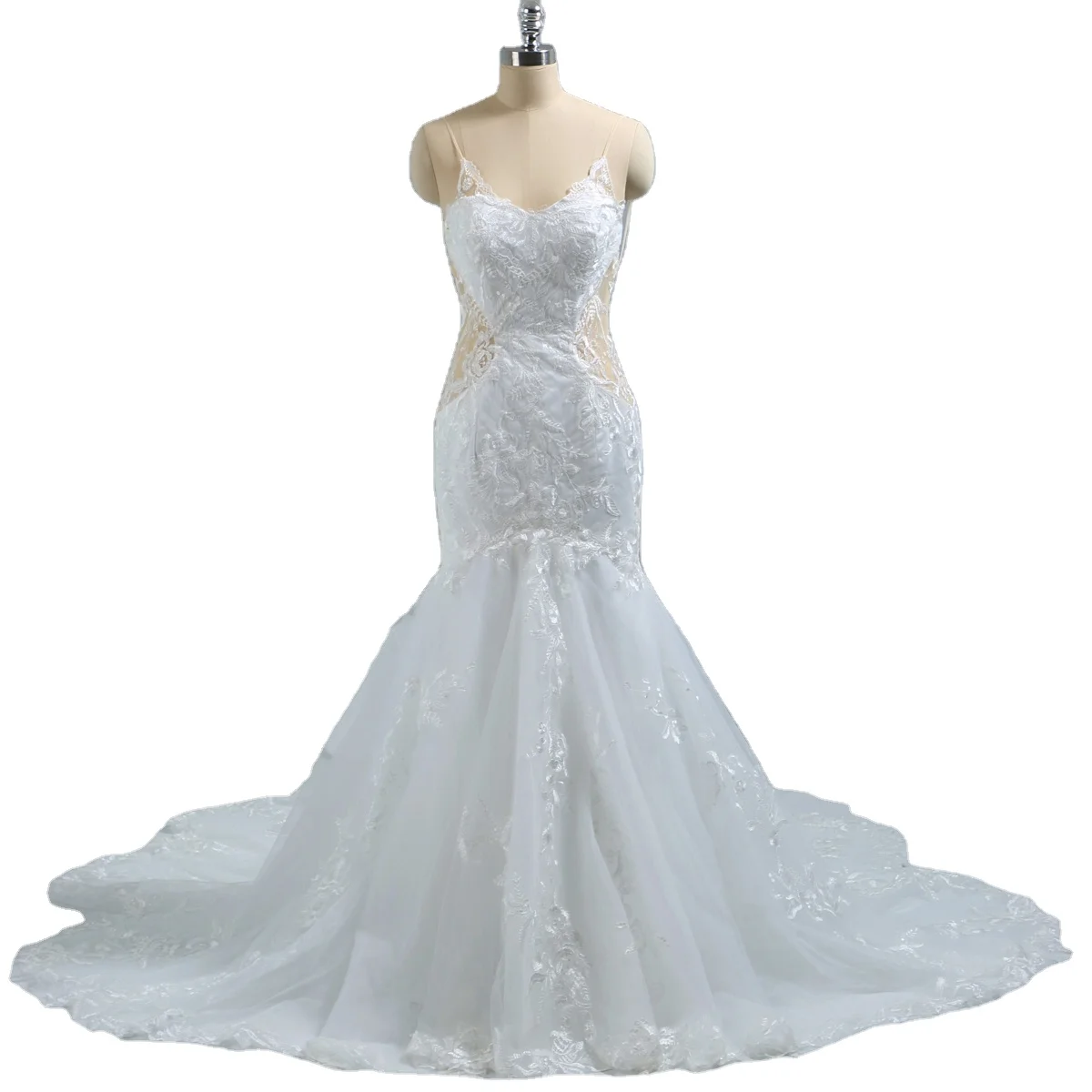 Light ivory mermaid backless fustan drees brautkleid wedding dresses china for women lady