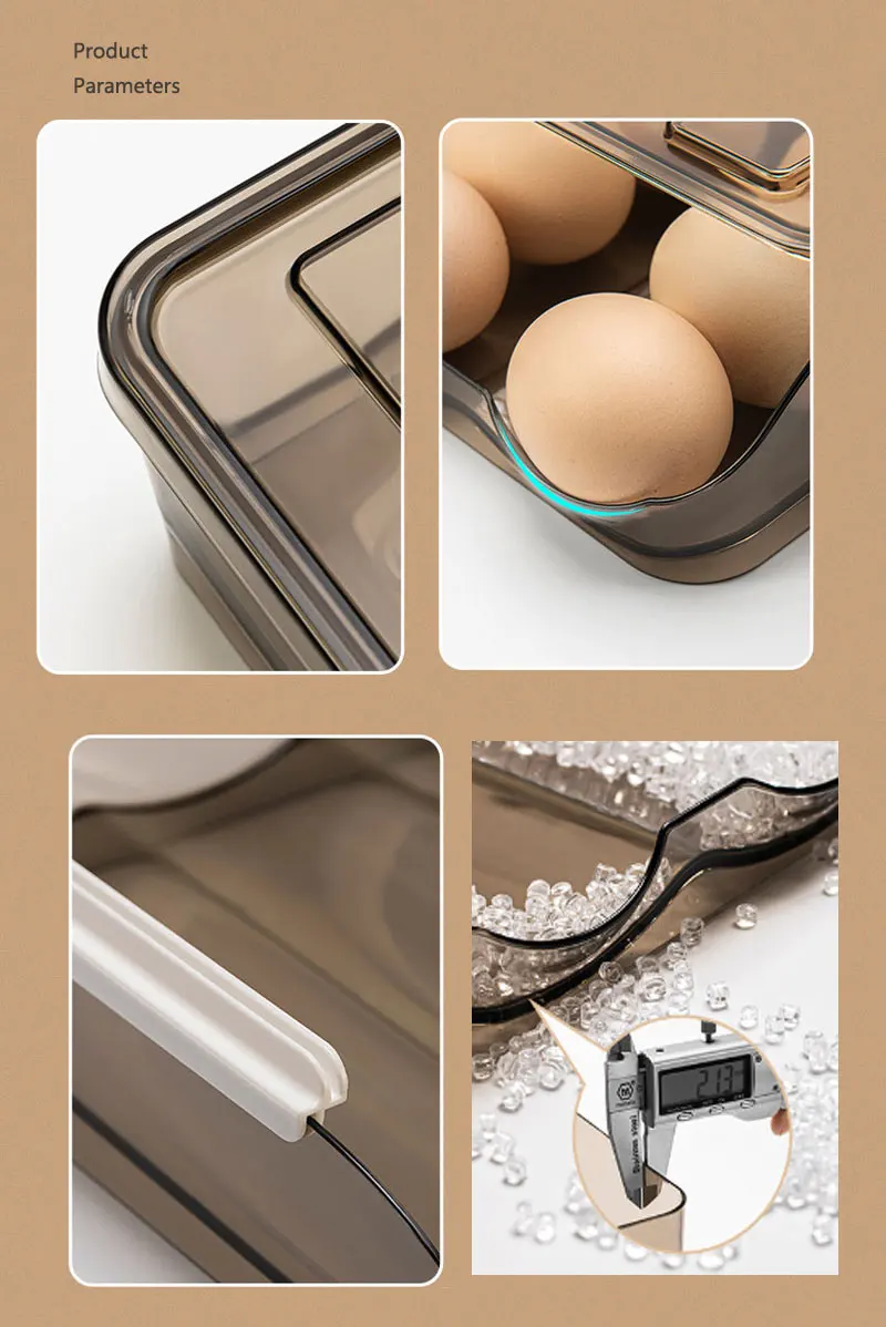 RSC-кухонный ящик для хранения яиц, ящик для холодильника с автоматической прокруткой, пластиковый контейнер для хранения свежести яиц, держатель с крышкой