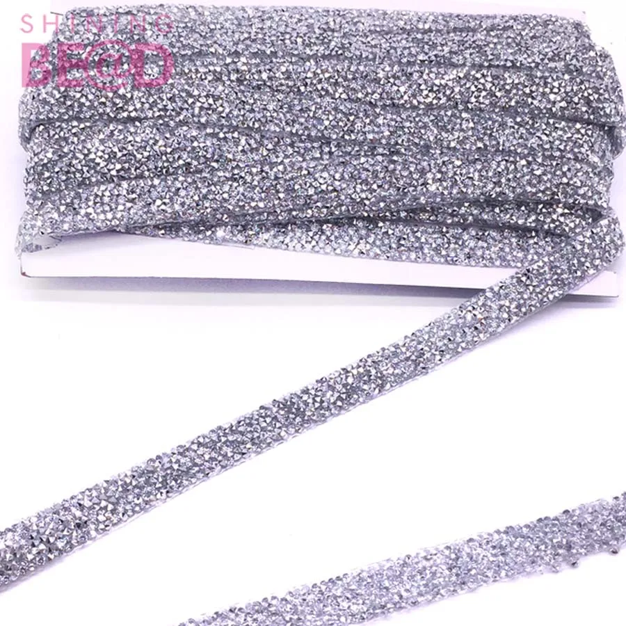 Hot Fix Carnival Accessories Crystal Pink/Green AB Rhinestone Applique Trim Iron On Rhinestone Banding Trim for Costume