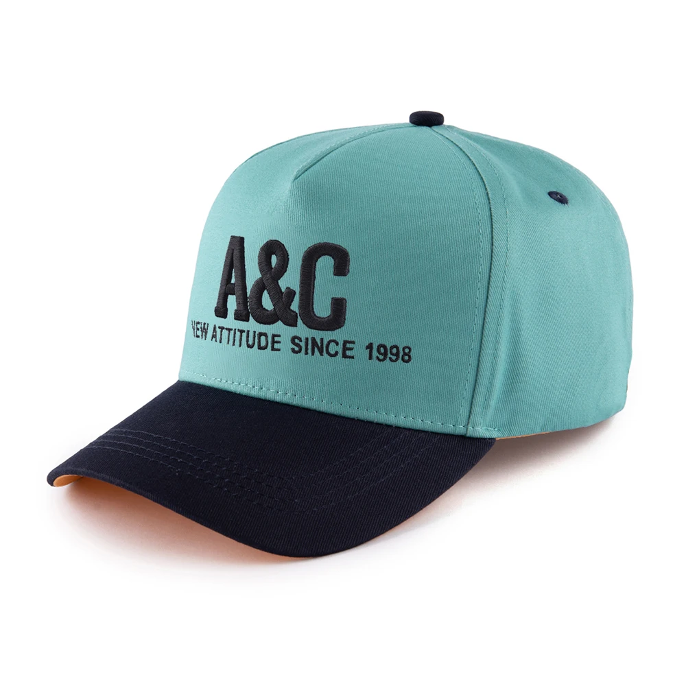 New style color block chapeau custom design cotton embroidery logo curved brim 5 panel two tone structured baseball cap
