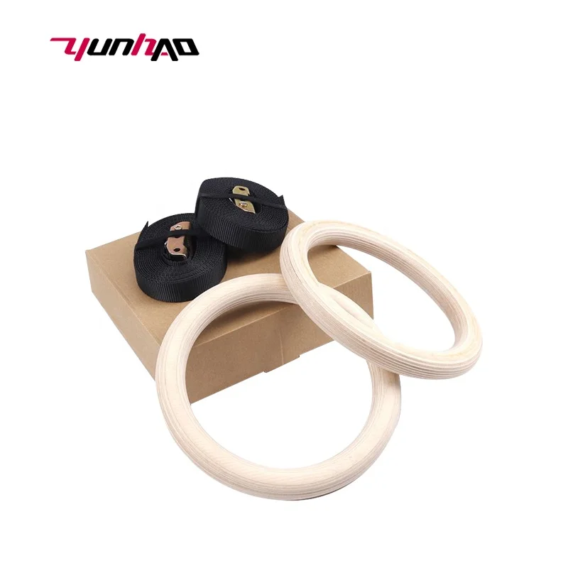 Yuncheng Factory Direct Customized Logo Strength Training Wooden Gymnastic Rings