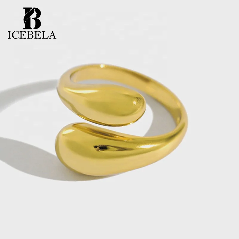Wholesale Korean Version Sterling Silver 925 Custom Adjustable Ring Simple Smooth Water Drop Shape Finger Rings For Girls