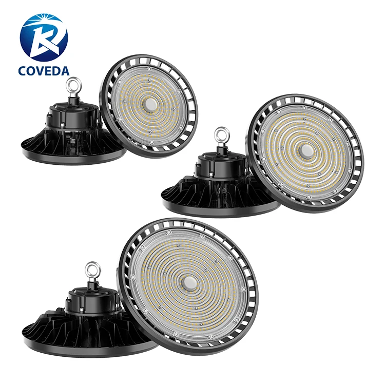 COVEDA High Power LED High Bay Industry Warehouse Die Casting Aluminum Ip66 UFO 100w 150w 200w Led High Bay Light