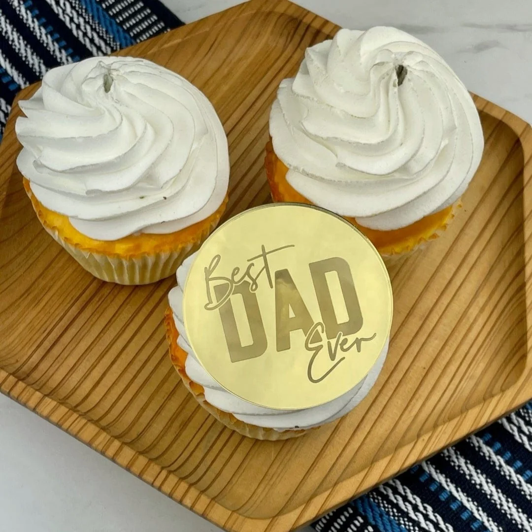 Fathers day disc mini acrylic cupcake topper for cake decoration