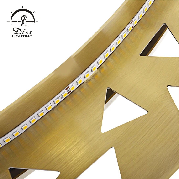 
High quality home decoration gold iron led living room crystal pendant lamp lighting 