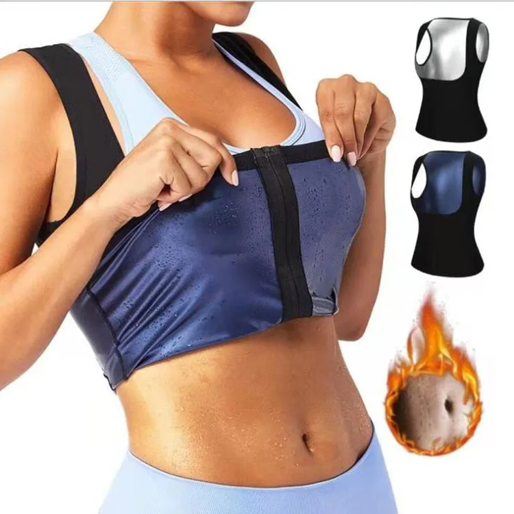 Women Shaper Body Building Coat U-shaped Super Sweat Fat Burner Slimming Sweat Sauna Vest with zipper Closure 5 times sweating