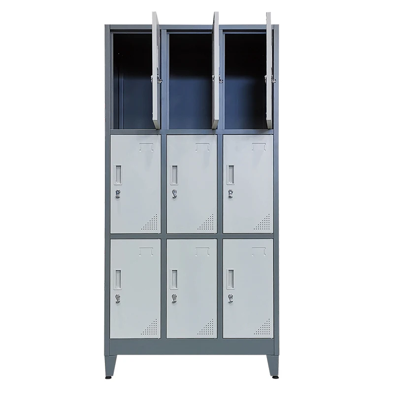 Factory Price Knock Down Clothes Locker 9 Door Steel Salon Cabinet Cupboard