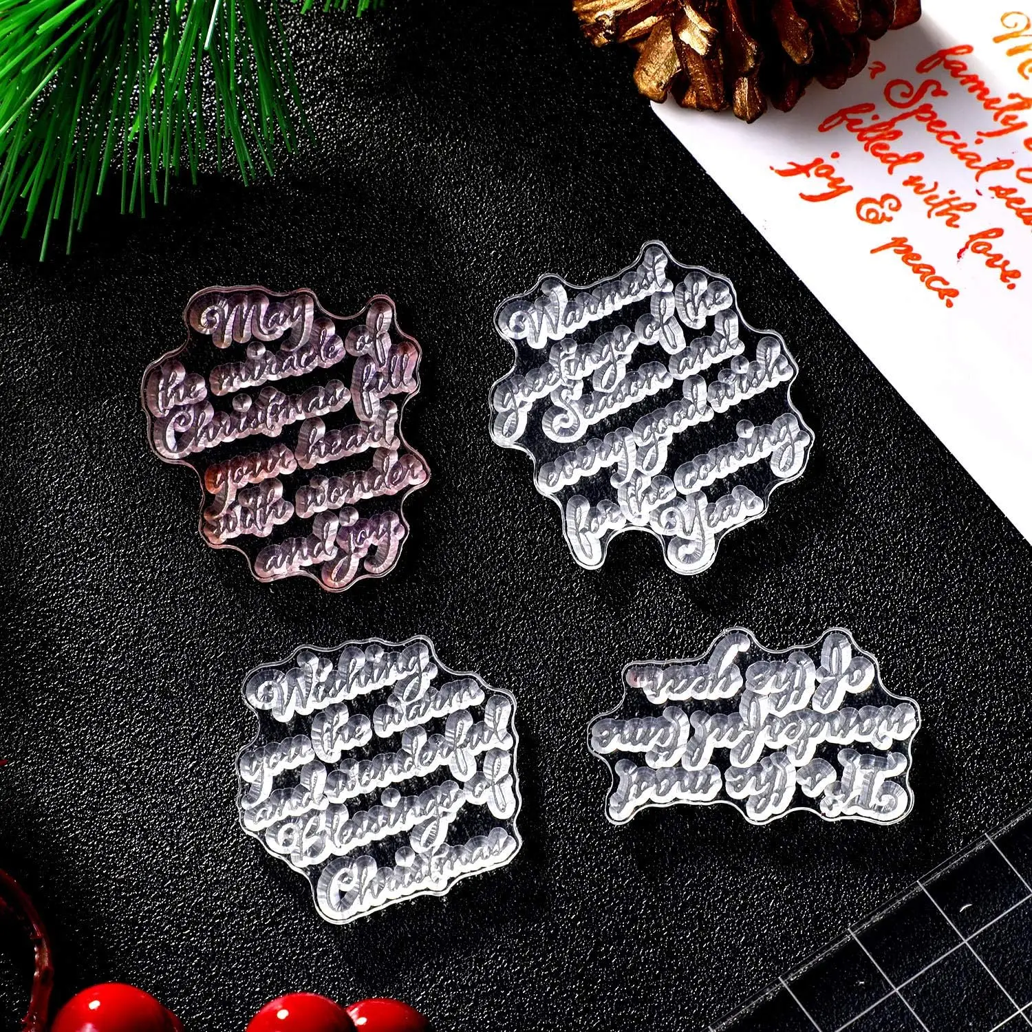 Words Clear Silicone Christmas Greeting Stamps Sentiments Merry Christmas Crafts Stamps Acrylic Stamp Blocks Tools