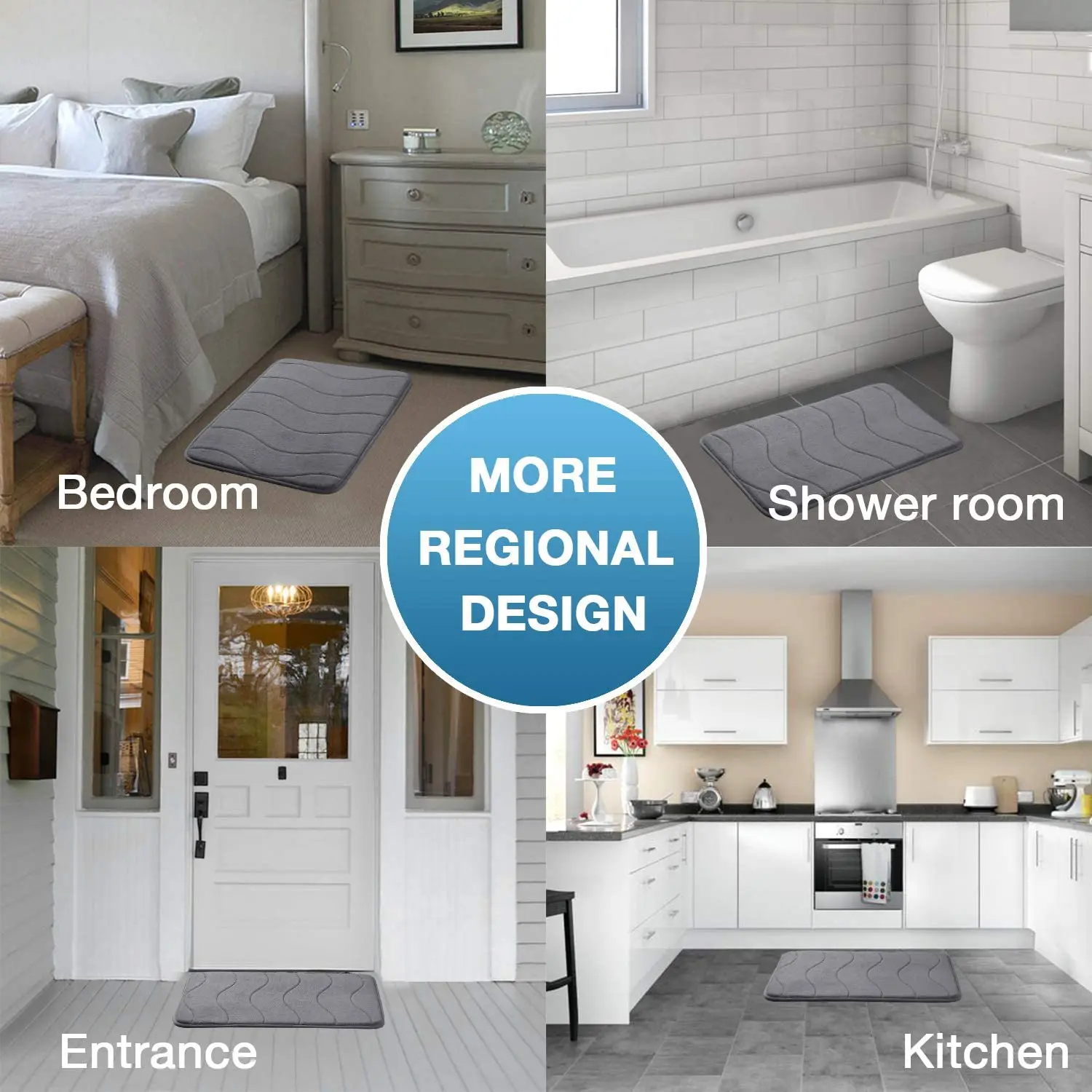 
Non Slip Bathroom Super Soft Microfiber Memory Foam Bath Mat 