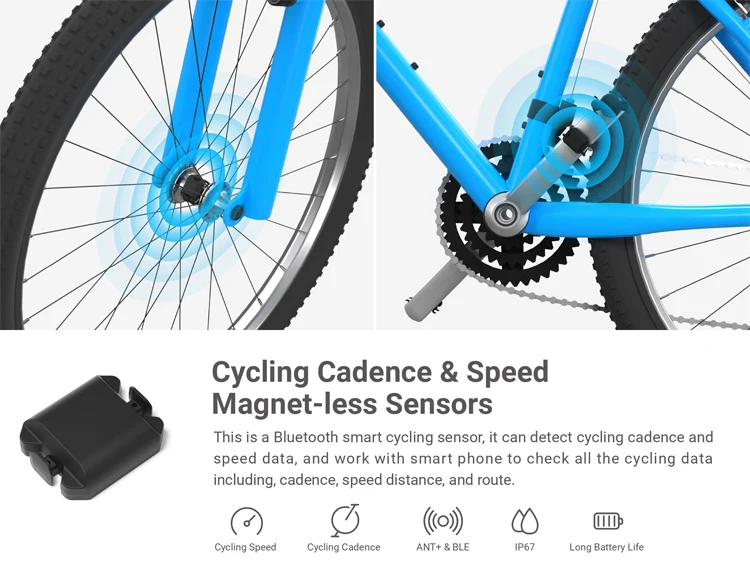 Waterproof Bike Speed Sensor Cycling Sensor ANT+ Wireless Cadence Sensor