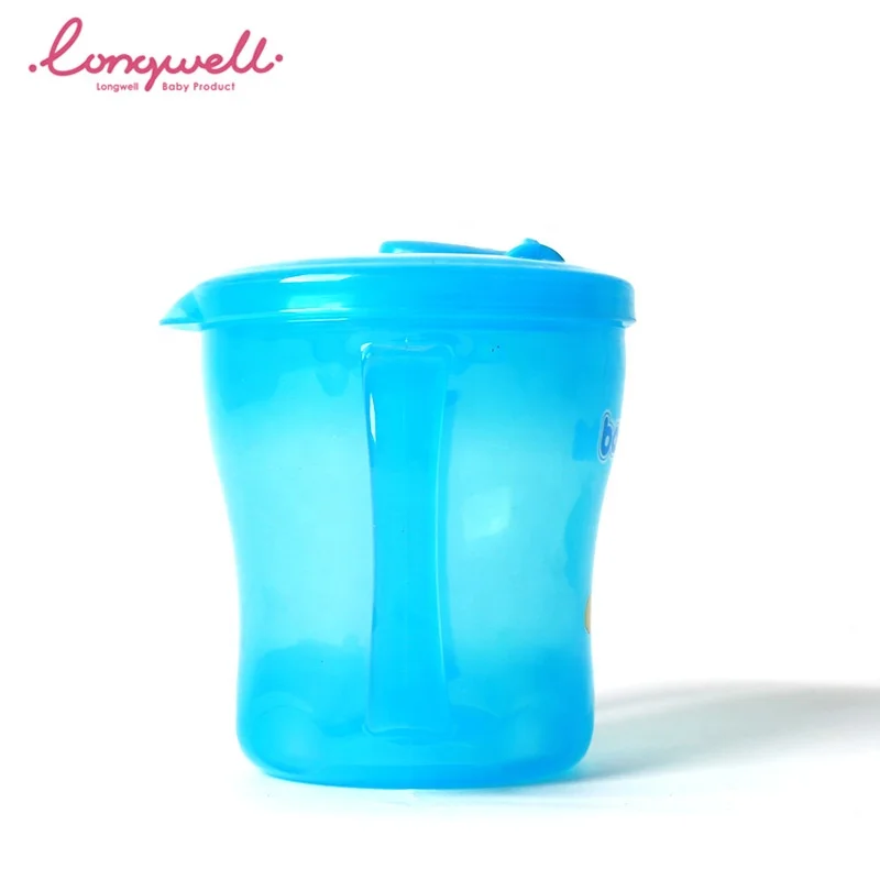 Ningbo Longwell PP BPA Free Baby Training Cup Solid Color Logo Custom Kids Water Mugs Handled Double Flip Spouted Drinking Cups