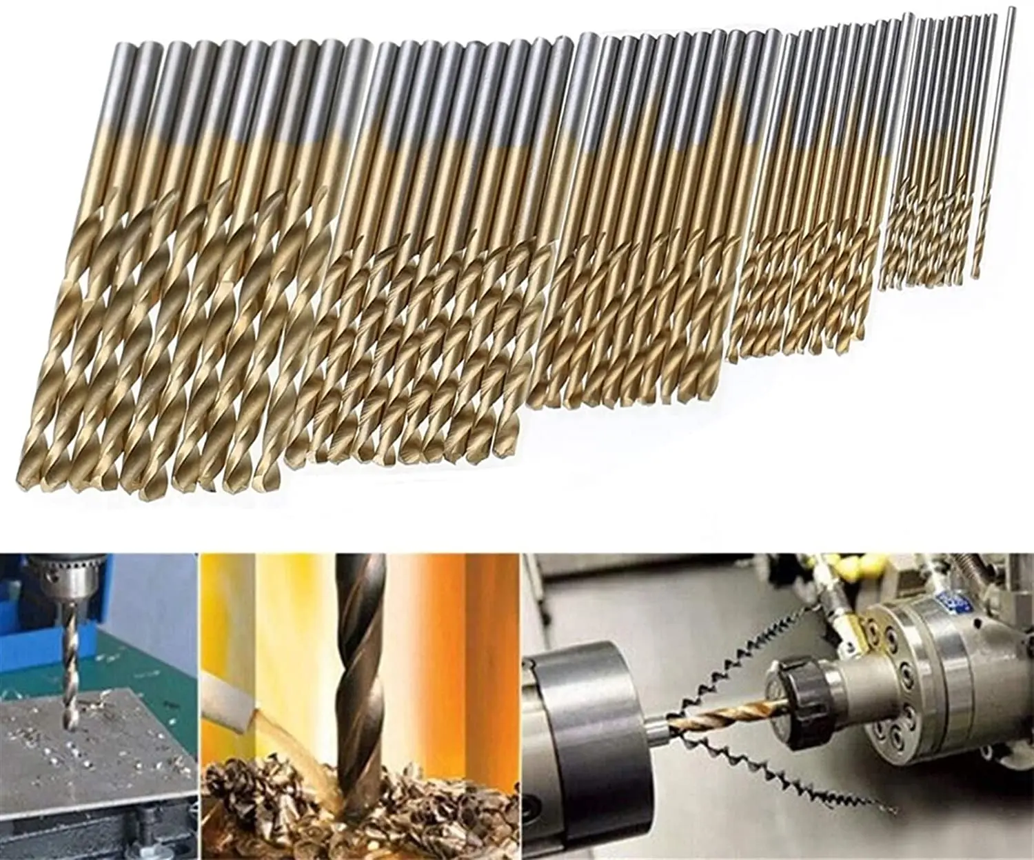 50pcs Titanium Coated Drill Bits Set Mayitr HSS Mini Extractor Drill Bit 1/1.5/2/2.5/3mm For Metal Wood Aluminum Drilling Tools