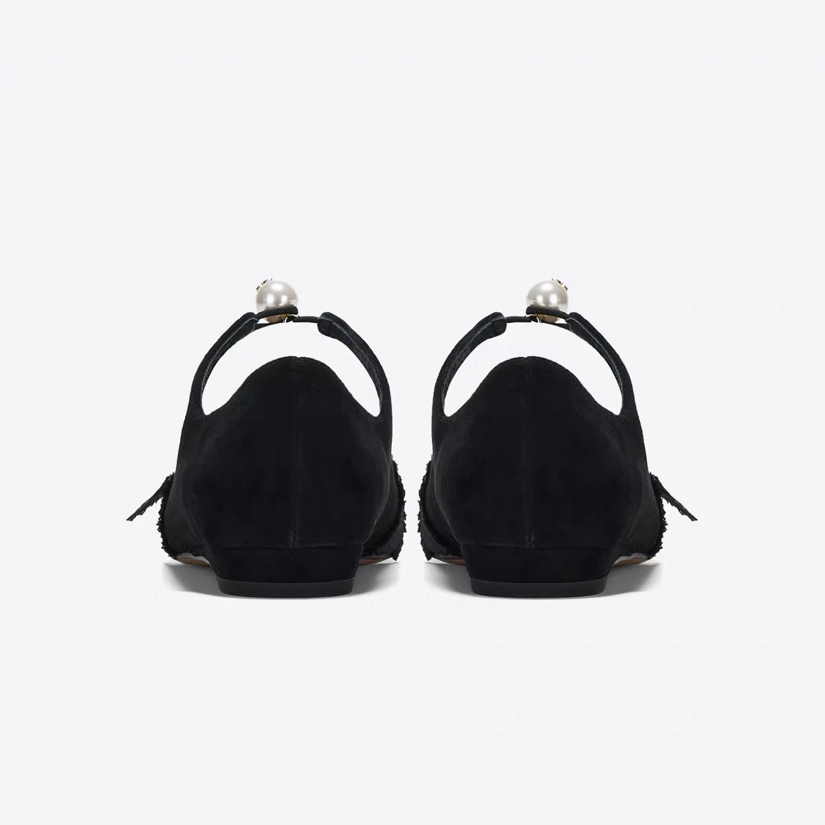 Black Pointed Toe Ballet Flat Shoes for Ladies Single Slip-On Closure Breathable and for Summer Spring Autumn Business