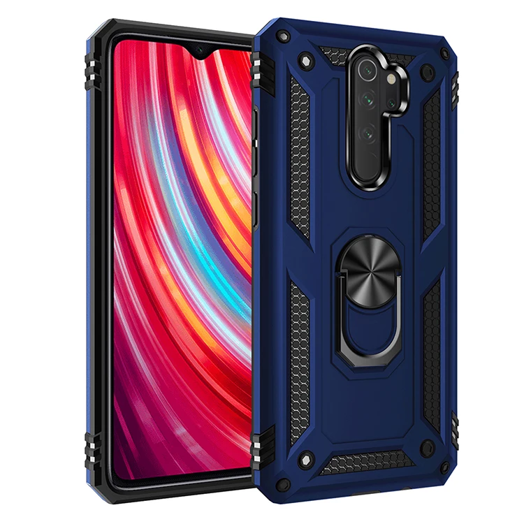Protective Shield Car Magnet TPU PC Protector Phone Case With Ring Stand For Xiaomi Redmi Note 8 Pro