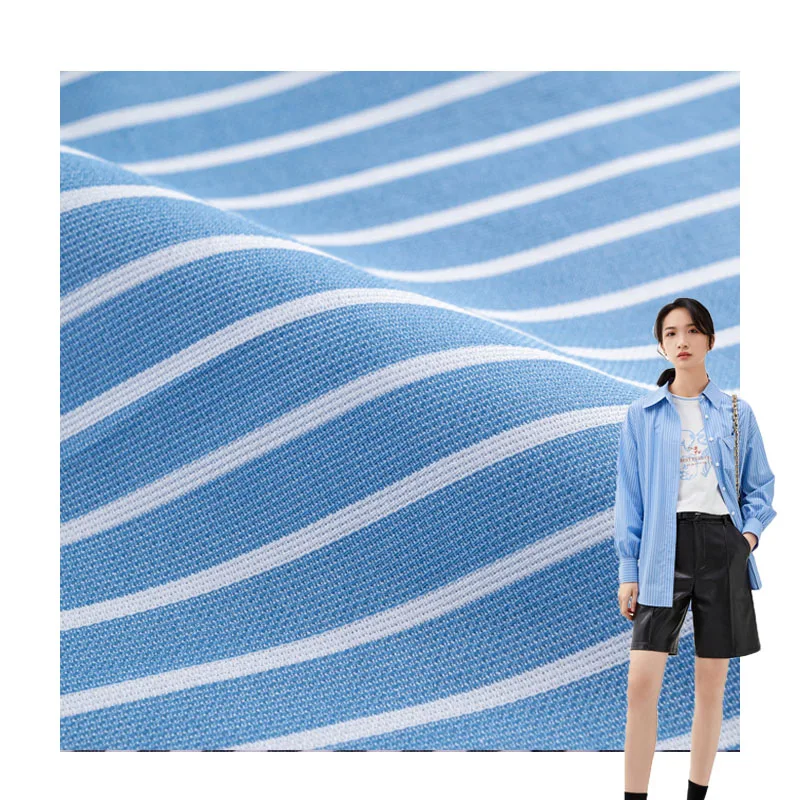 In stock pure 100% COTTON organic yarn dyed candy stripe shirt fabric