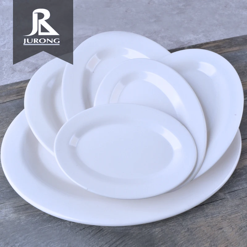 Wholesale white buffet serving dish plastic charger dinner melamine restaurant oval plate