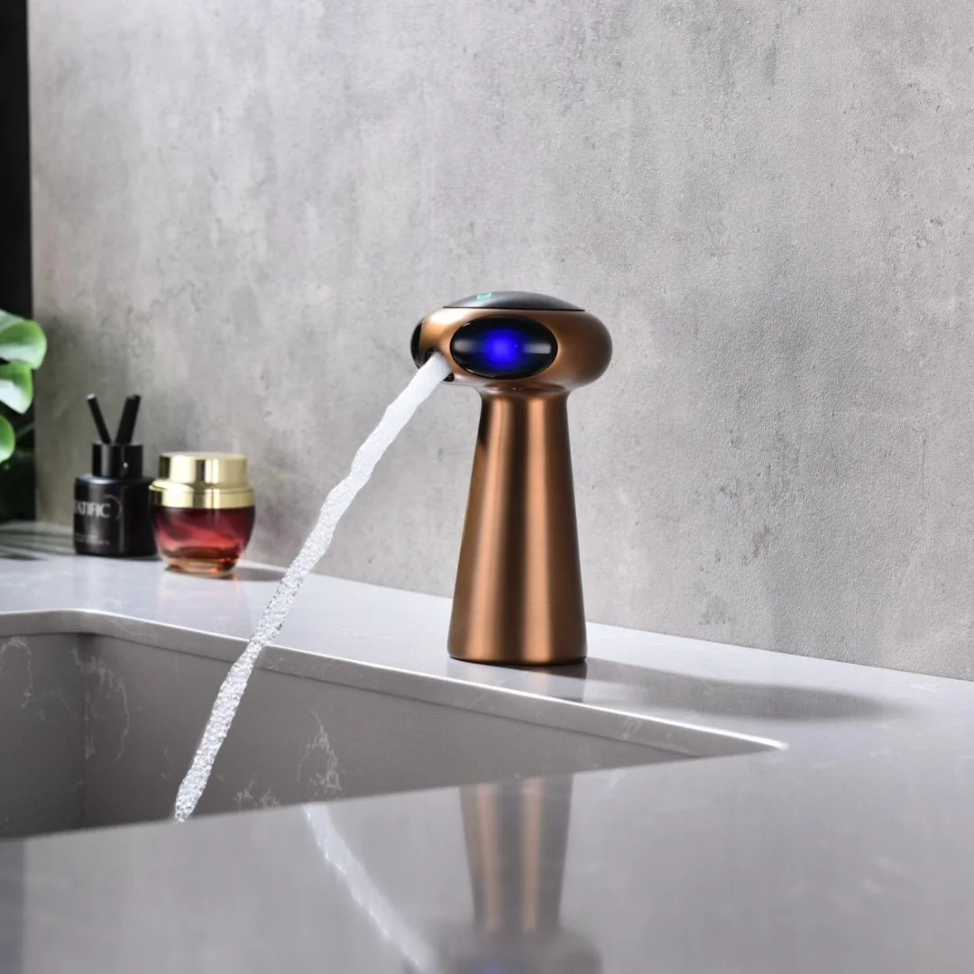 Intelligent LED Digital Display 3-color Change Voice Control Basin Faucet Automatic Infrared Induced Touchless Basin Mixer Taps