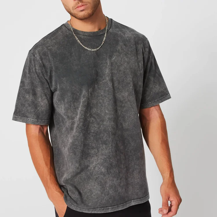 Bulk Vintage Hip Hop Camiseta Slim Fit Streetwear Oversized Tshirt Stonewash Cotton Tee 100% Cotton Blank Mens Acid Wash T-Shirt