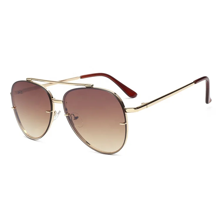 fashion unisex sunglasses 2024 Pilot metal sun glasses polarized lens custom logo glasses double bridge metal sunglasses men