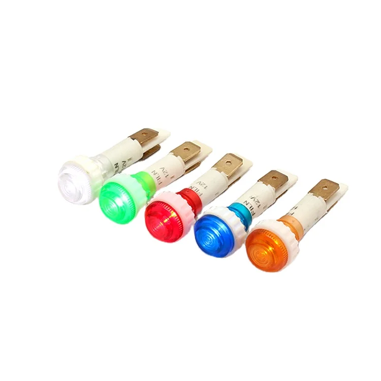 FILN 10MM Panel Mount LED Dash Light 3V 6V 12V 24V Plastic Signal lamp Red Blue Green Yellow White IP66