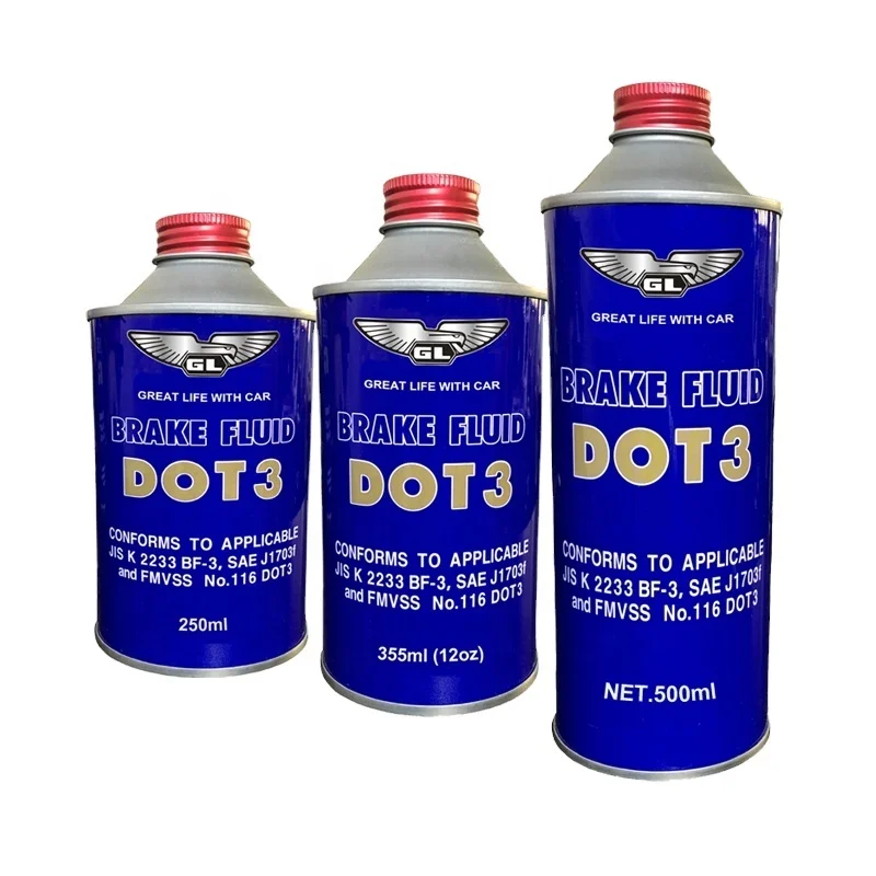 354ML High Quality Synthetic Hydraulic Brake Fluid DOT3 Mental Tin Oil Brake