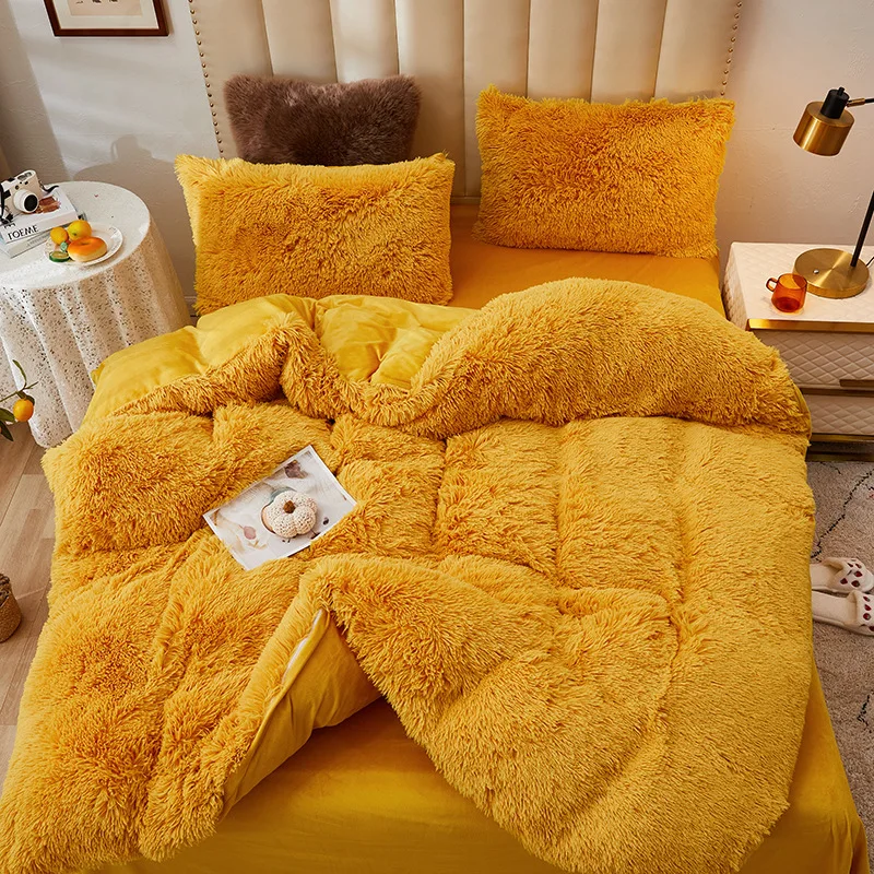 Winter coral fleece four-piece mink fleece thick double-sided fleece sheets plush duvet cover flannel bedding