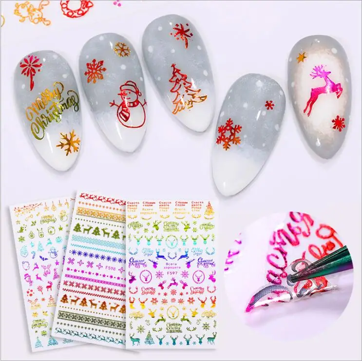 New  Christmas gold nail art stickers