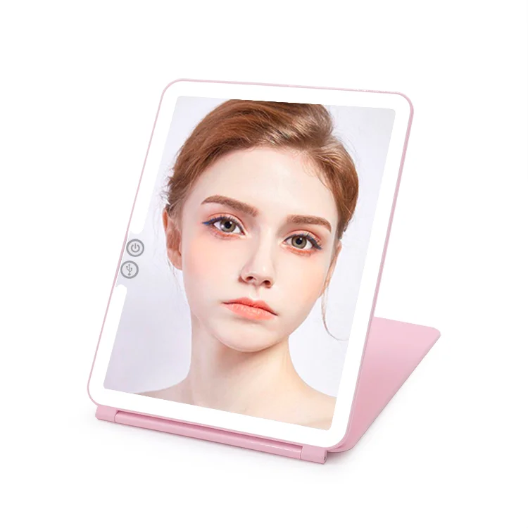 Custom Make Up Lighted Portable Cosmetic Smart Mirror Touch Screen Vanity Travel Makeup Mirror With Led Light
