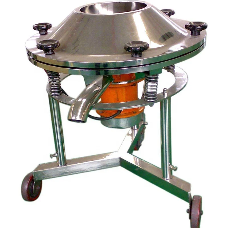 Trolley-mounted portable frame high frequency vibratory screen machine for ceramic powder slurry starch powder slurry