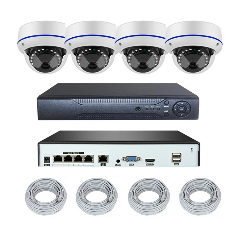 JIANVISION 4ch waterproof dome camera with audio recording 5 megapixel HD IP POE NVR camera system price cctv kits poe camera