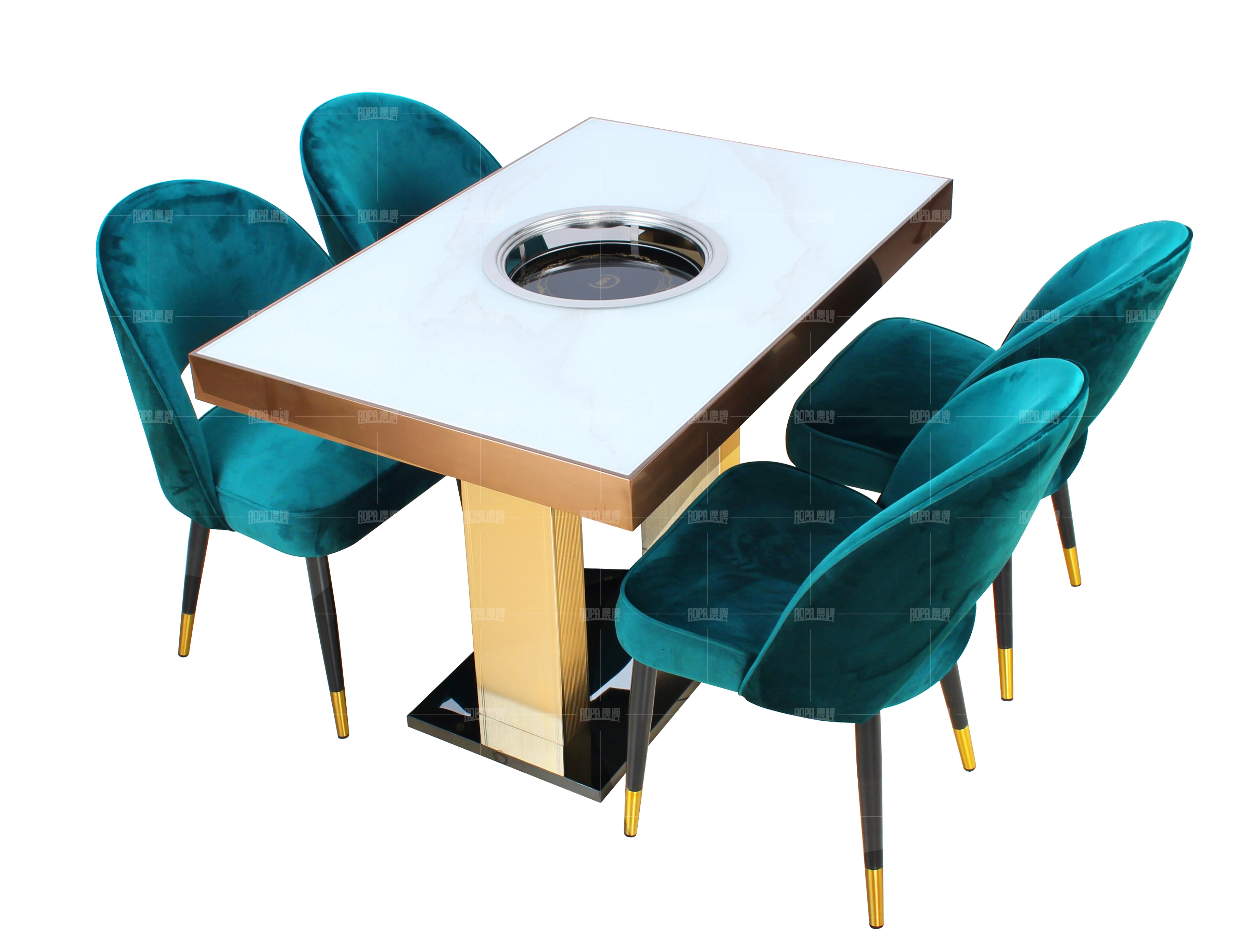 AOPA 2020 Commercial Beautiful Tempered Glass Electric Hot Pot Restaurant Tables