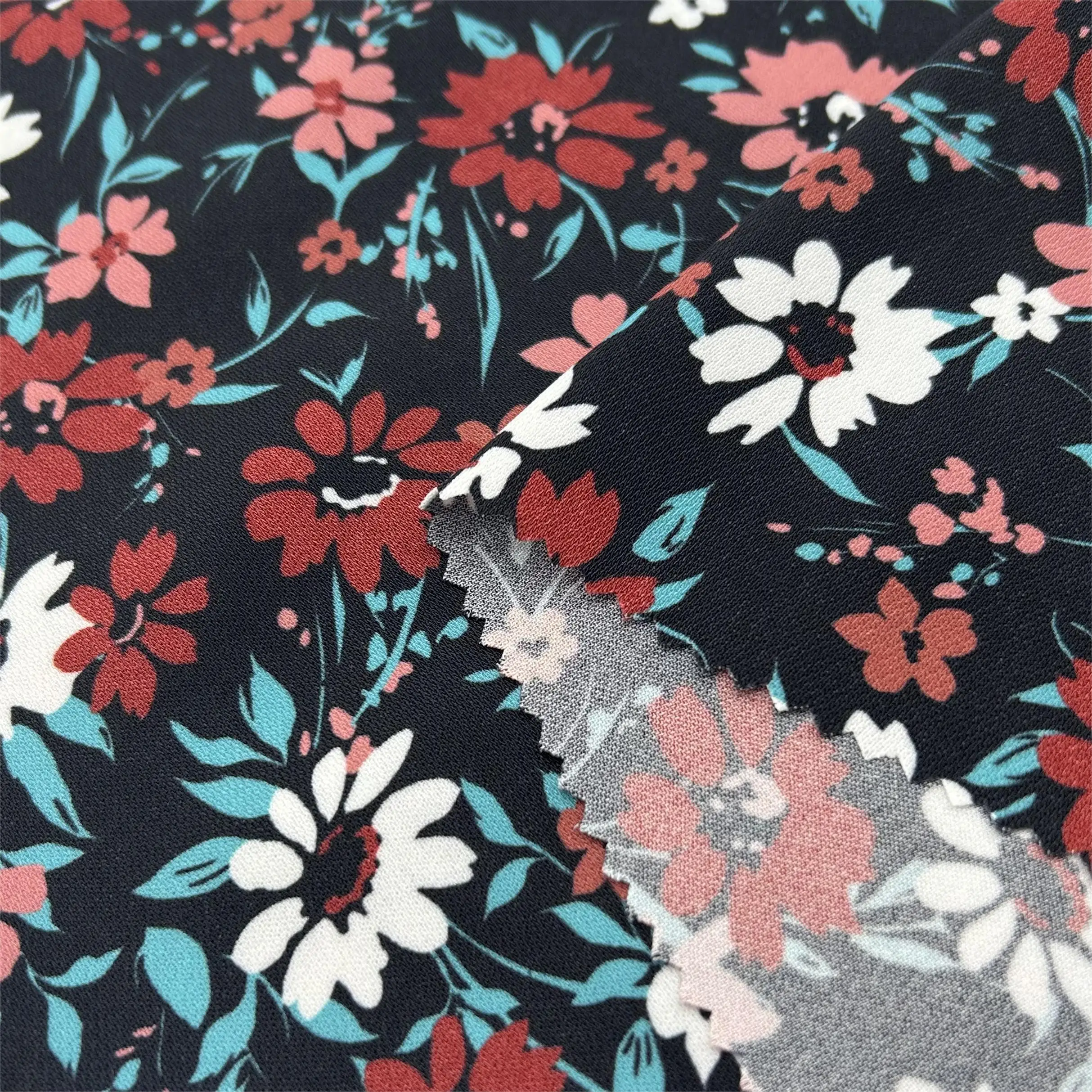 Print dobby fabric crepe fabric recycled polyester chiffon fabric flower for dresses clothing