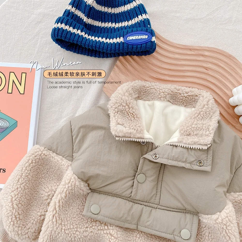 New style Baby Girls Thickened polar fleece coat Fashion Causal Children single-breasted jacket kids  winter toddler boy coat