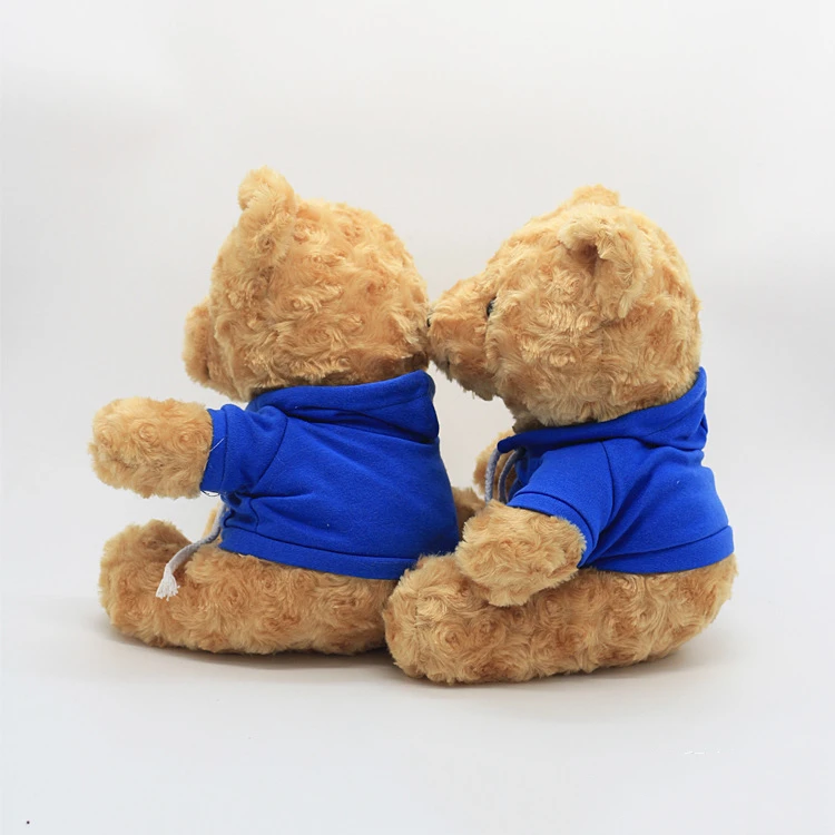 SongshanToys Customised OEM Plush Soft Toy Small Mini Brown Teddy Bear custom logo colorful hoodie t shirt Stuffed Animal Gift
