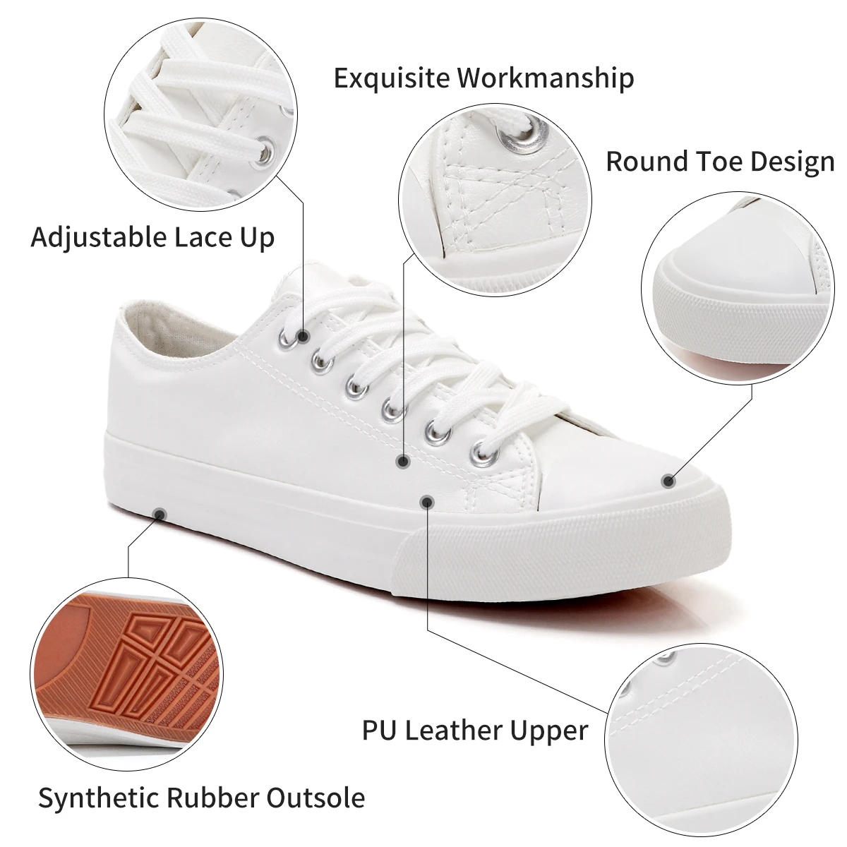 New Arrivals Casual Classic Pu Leather Upper Sneakers Sole White Shoes Comfortable Rubber for Women Cotton Fabric NR Pvc,rubber