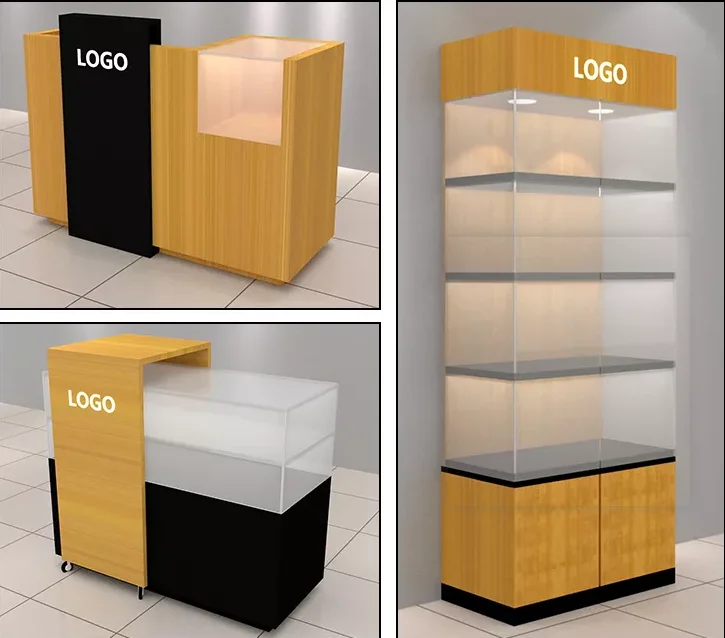 Glass Mobile Phone Display Cabinet Retail Showcase Cell Accessories Kiosk for Shopping Mall