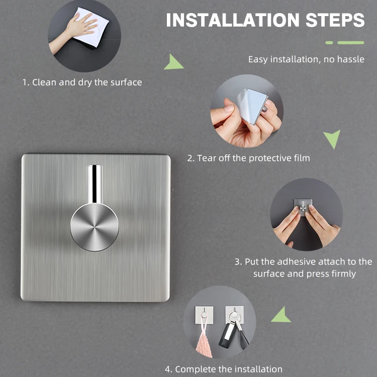 Hot Selling Removable Stainless Steel Shower Room Bathroom Towel Clothes Storage Hooks