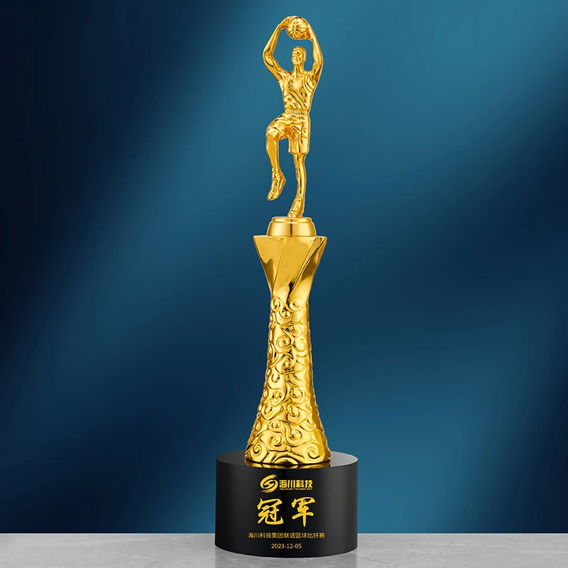 Custom New league champion cup figurine trophy Award Gold Big MVP bodybuilding Sport glass crystal basketball trophy and medals