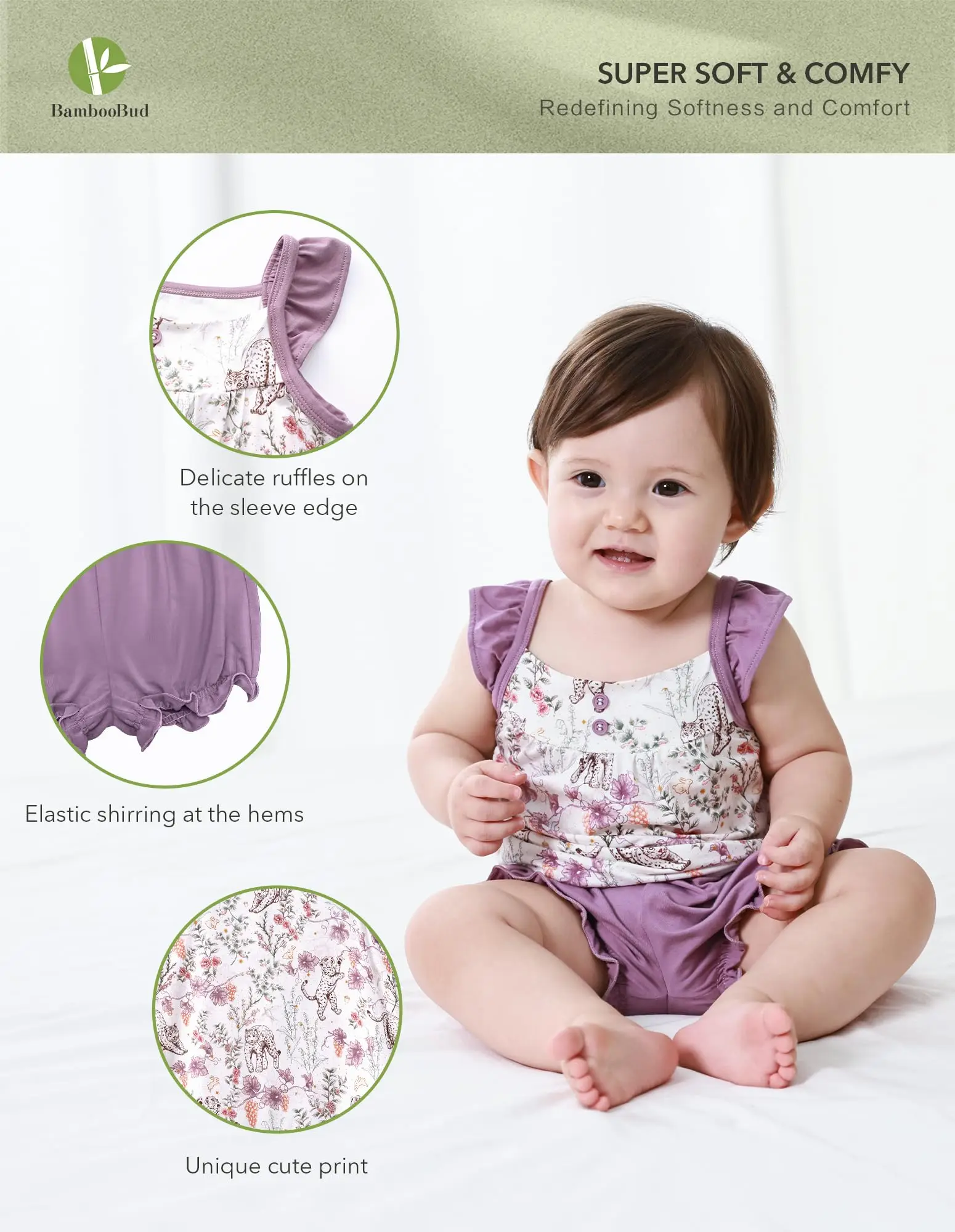 Baby Girls Sleeveless Top and Shorts 2 Piece Set Tank Ruffled Tops Toddler Outfits Cute Playwear Bamboo Pajamas