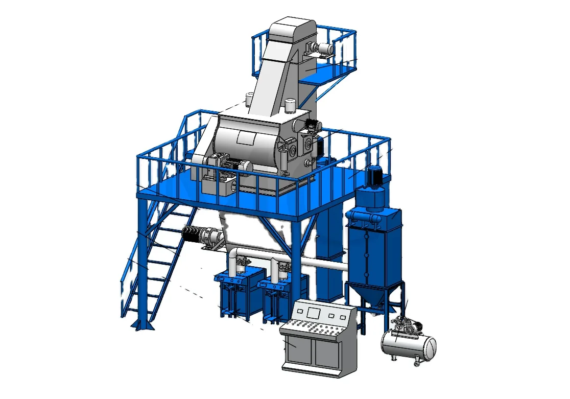3-5T/H Stainless/Carbon Steel Premix Simple Ribbon Blender Mixer Dry Dry Mortar Machines Plant