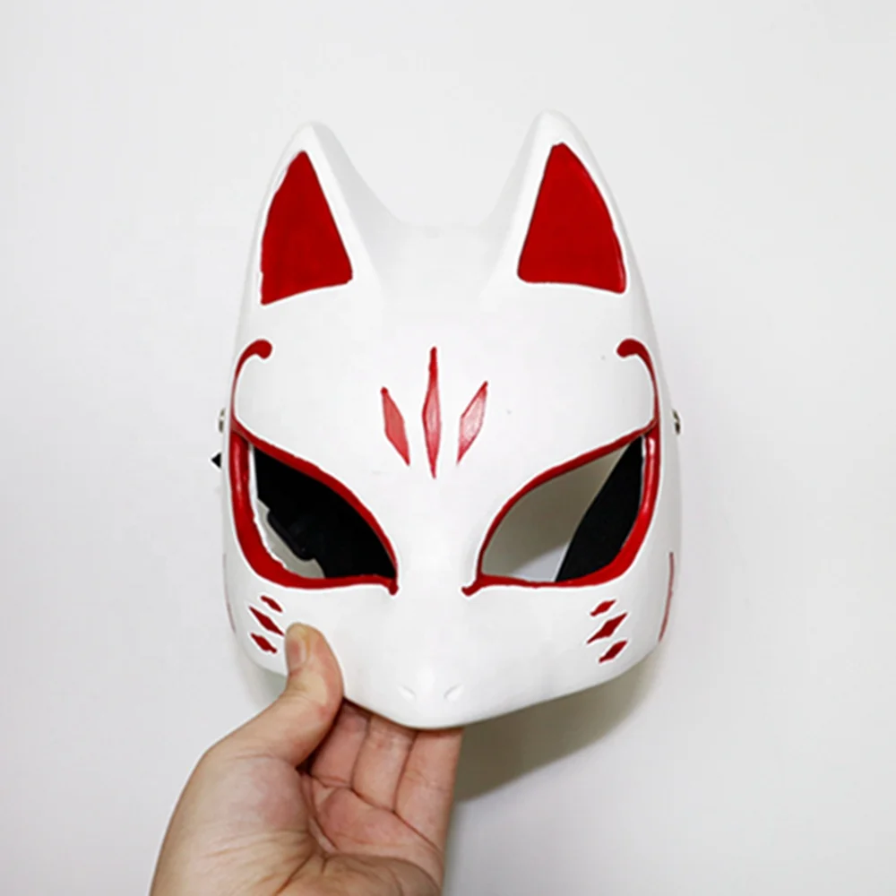 Halloween Japanese white fox mask film anime cosplay peripheral half face mask realistic masquerade costume accessories