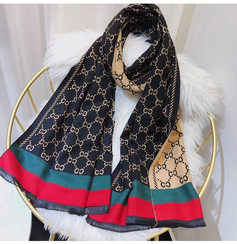 2023 Fashion  ladies square  wool cashmere scarf luxury winter designer scarves  shawls for women