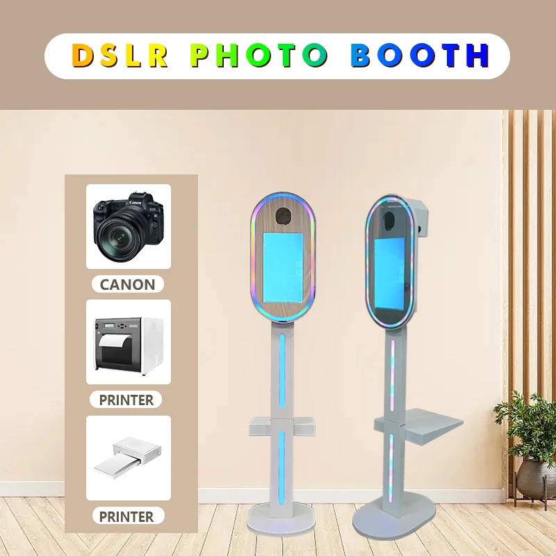 2023 dslr photo booth oval selfie photo booth selfie magic 15.6inch oval dslr photo booth machine