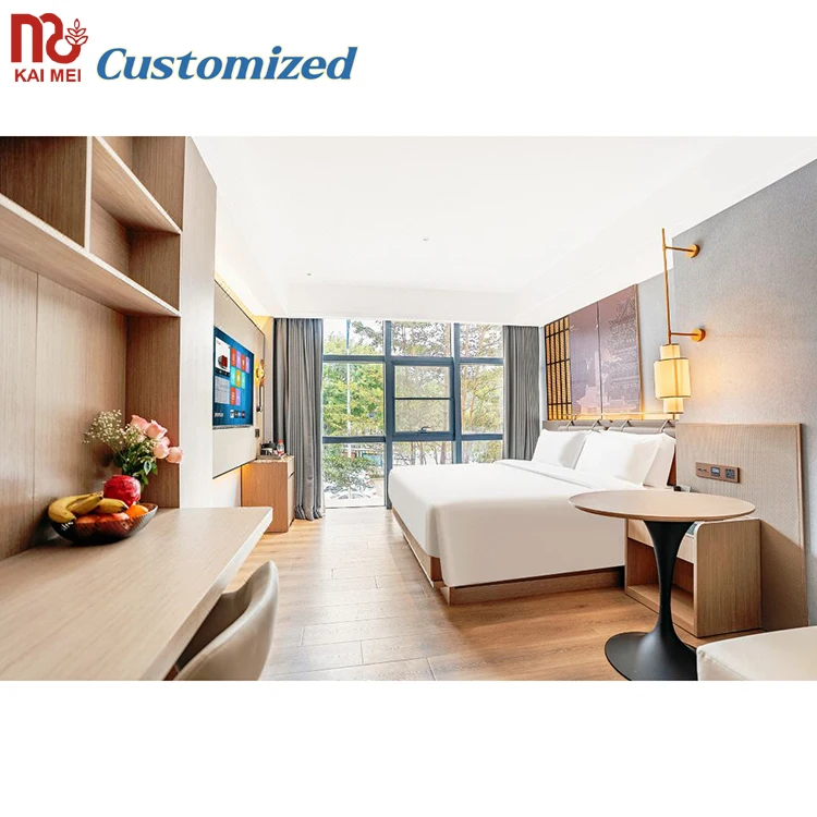 Custom Made Contemporary Bedroom Set for Star Hotels Featuring Oak MDF Plywood Melamine Wood for Courtyards