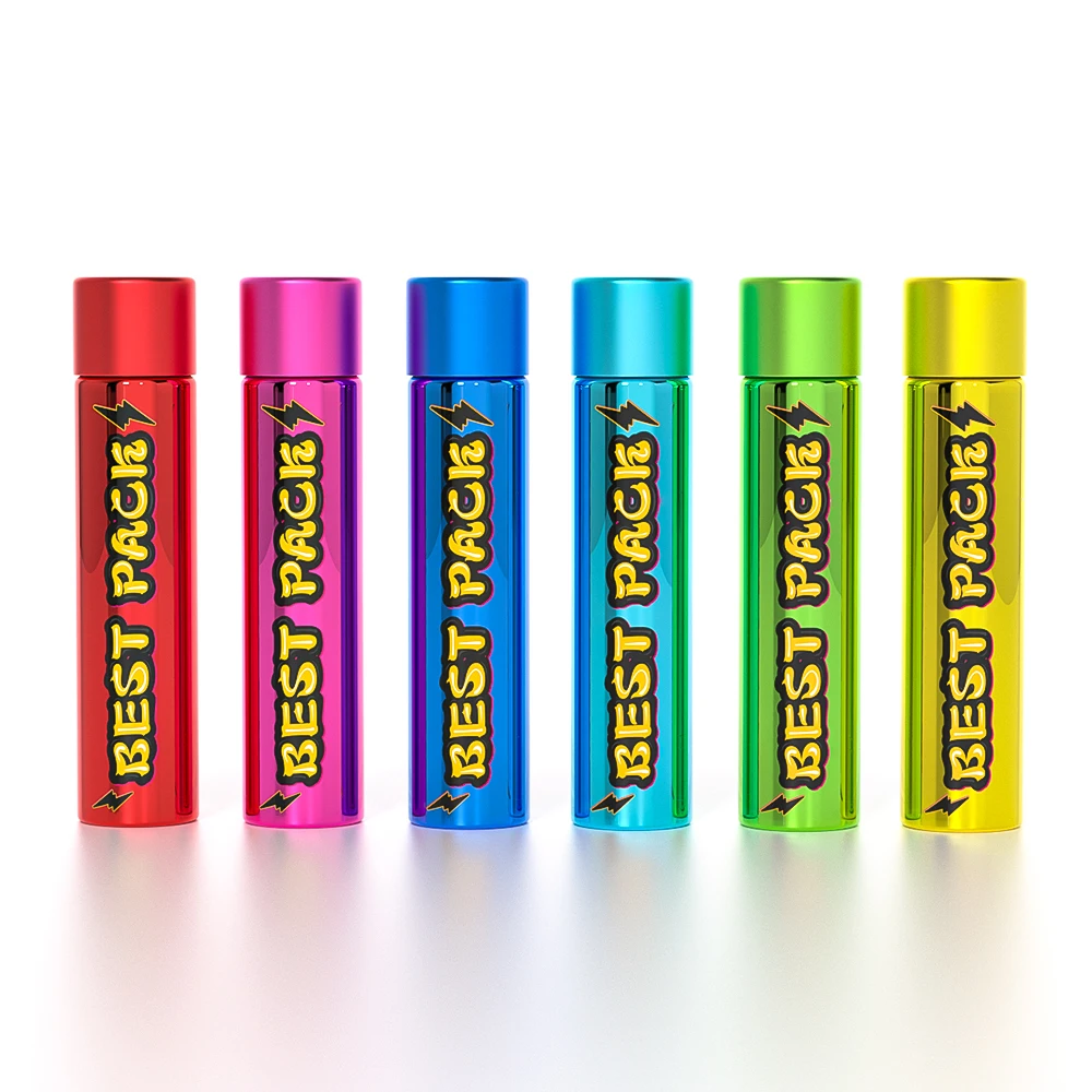 Wholesale pre tubes custom label printing glass pre packaging aluminum glass tube packaging 114mm 116mm stash tubes